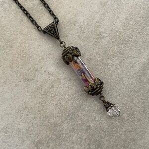 Witchy magical potion bottle necklace crystals divine hēaIing quartz amethyst